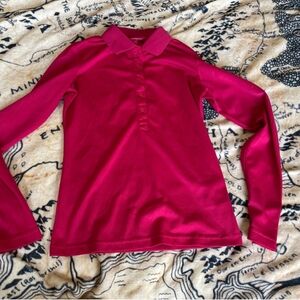 Lynx Size Small Pink Long Sleeve Polo Shirt Fitted Golf Tennis